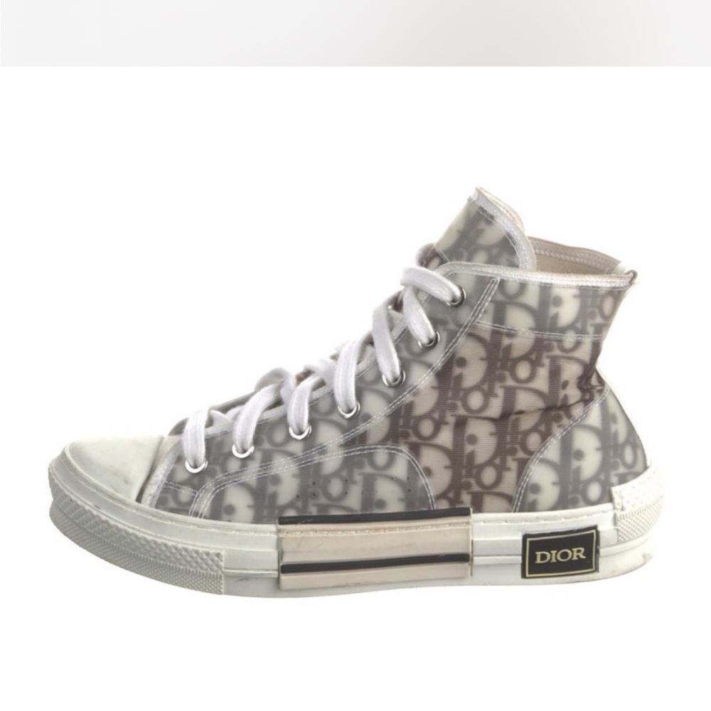 Dior Monogram High-Top Sneakers in Gray and White